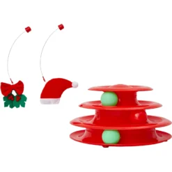 Frisco Holiday Santa Hat & Mistletoe Cat Tracks Cat Toy & Frisco Holiday Mice Cat Toy With Catnip, 5 Count -Best Pet Supplies 986278 PT3. AC SS1800 V1698258464